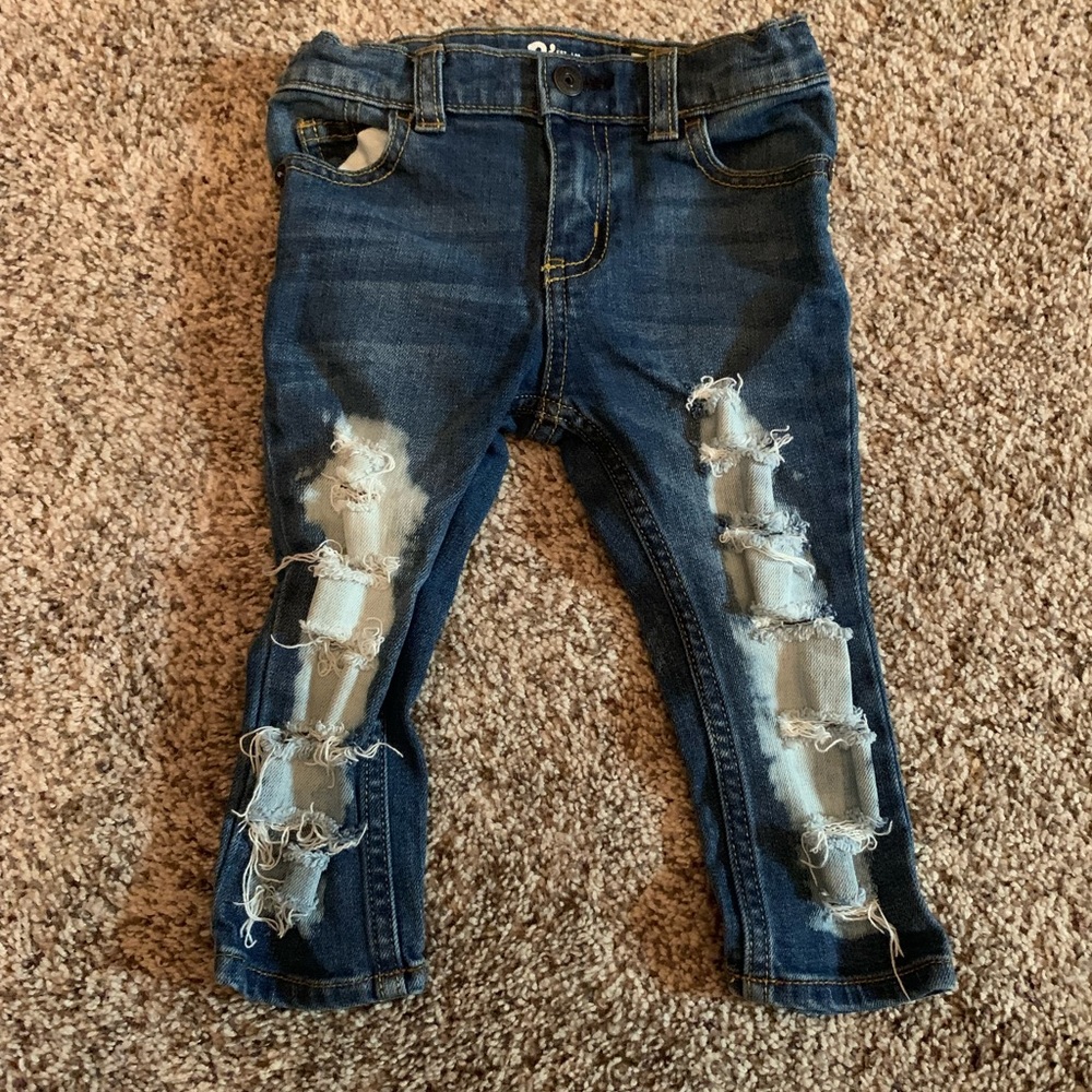 Bleached and Distressed Jeans, Size 12-18 Month